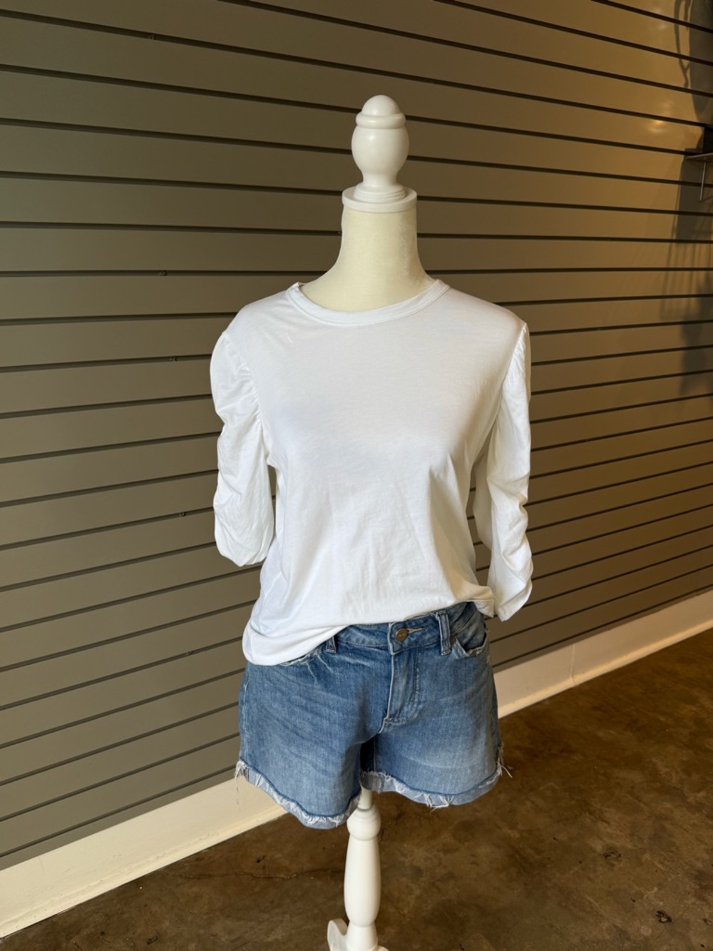 Veronica Beard White Puff-Sleeve Long Sleeve Tee